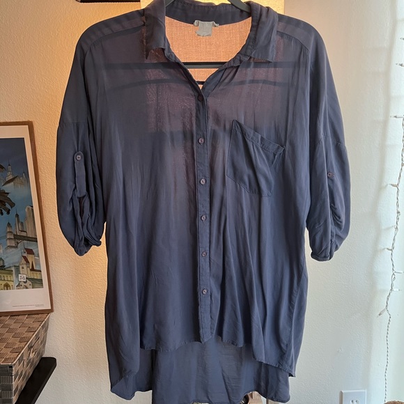 Vintage 100% Rayon Button Down Blue Shirt - Picture 13 of 13
